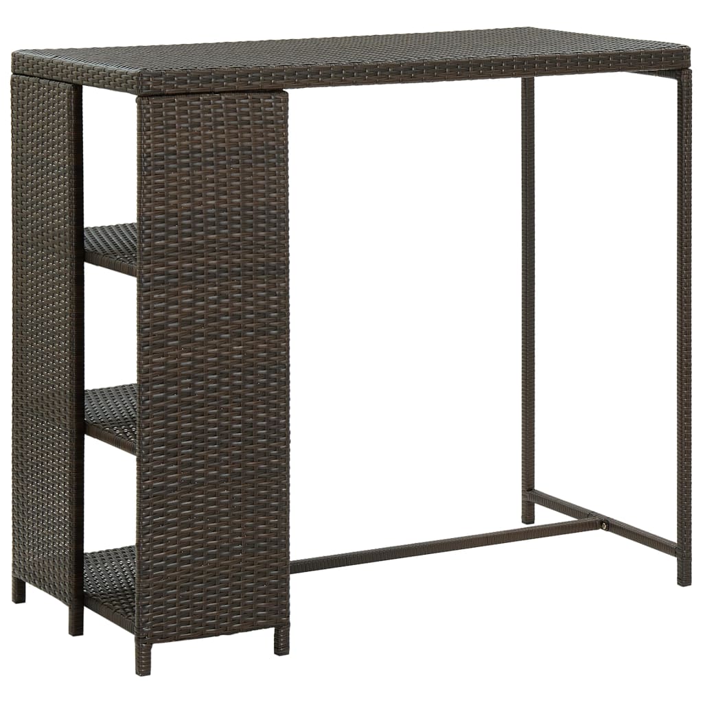 #3 - vidaXL barbord med opbevaringsstativ 120x60x110 cm polyrattan brun