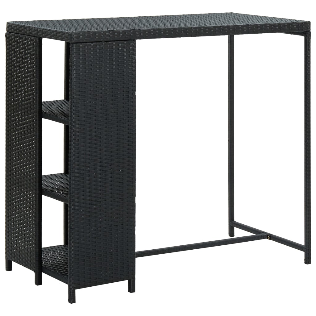 Bar Table with Storage Rack Black 120x60x110 cm Poly Rattan