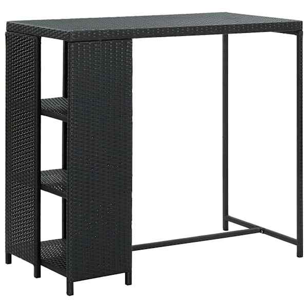 vidaXL baarilaud hoiuriiuliga, must, 120x60x110 cm, pol&uuml;rotang