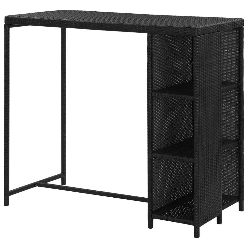 vidaXL Bar Table with Storage Rack Black 47.2x23.6"x43.3" Poly Rattan"