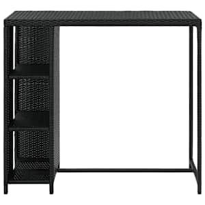 Barový stolek s úložným regálem černý 120x60x110 cm polyratan - obrázek 2