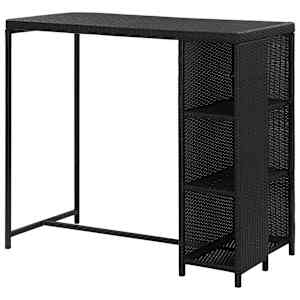Barový stolek s úložným regálem černý 120x60x110 cm polyratan - obrázek 4