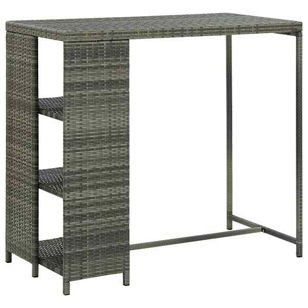 vidaXL baarilaud hoiuriiuliga, hall, 120 x 60 x 110 cm, pol&uuml;rotang