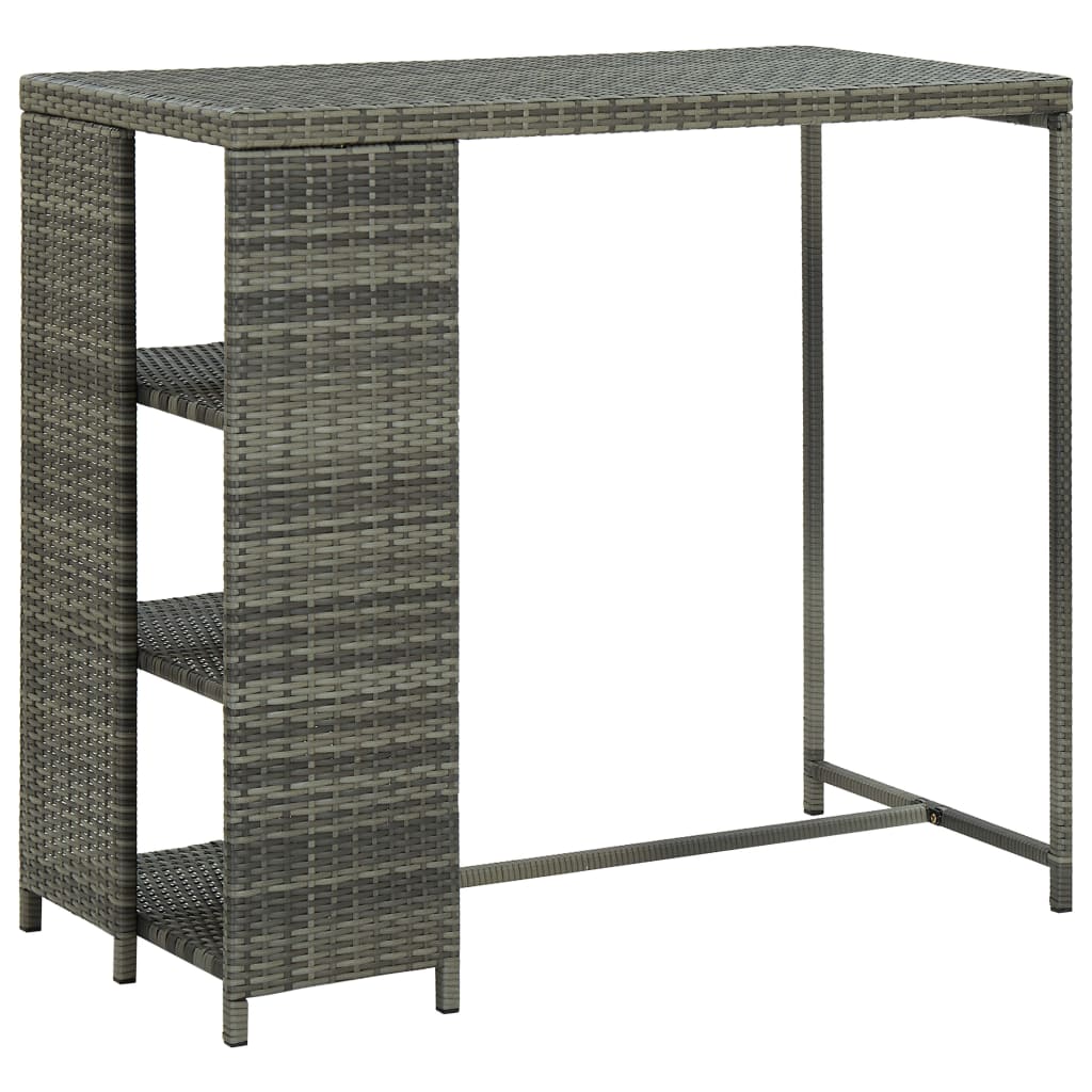vidaXL Barbord med oppbevaringsstativ grå 120x60x110 cm polyrotting - Møbler > Bord > Spisebord