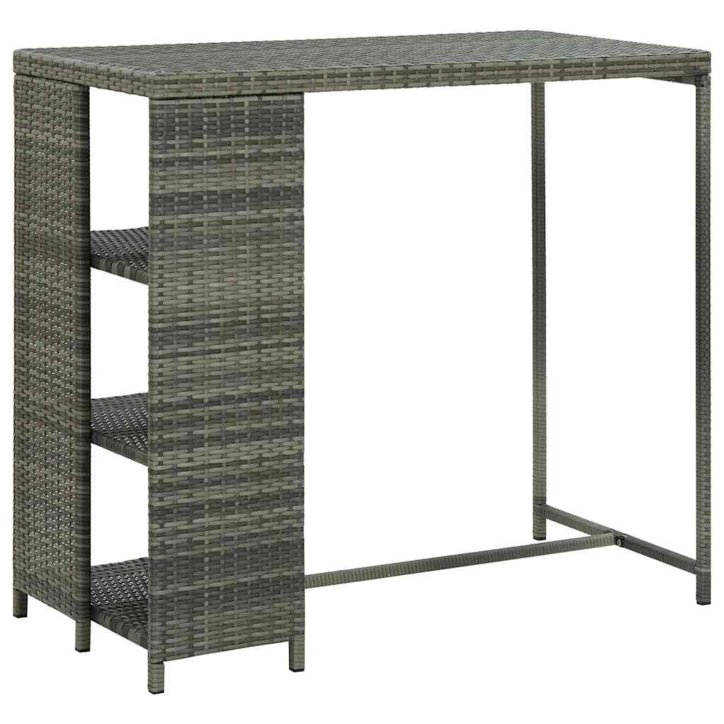 vidaXL barbord med opbevaringsstativ 120x60x110 cm polyrattan grå