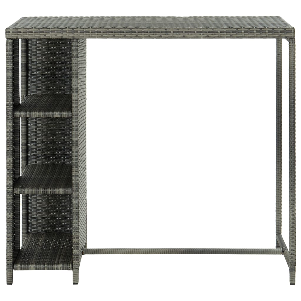 

vidaXL Bartafel met opbergrek 120x60x110 cm poly rattan grijs