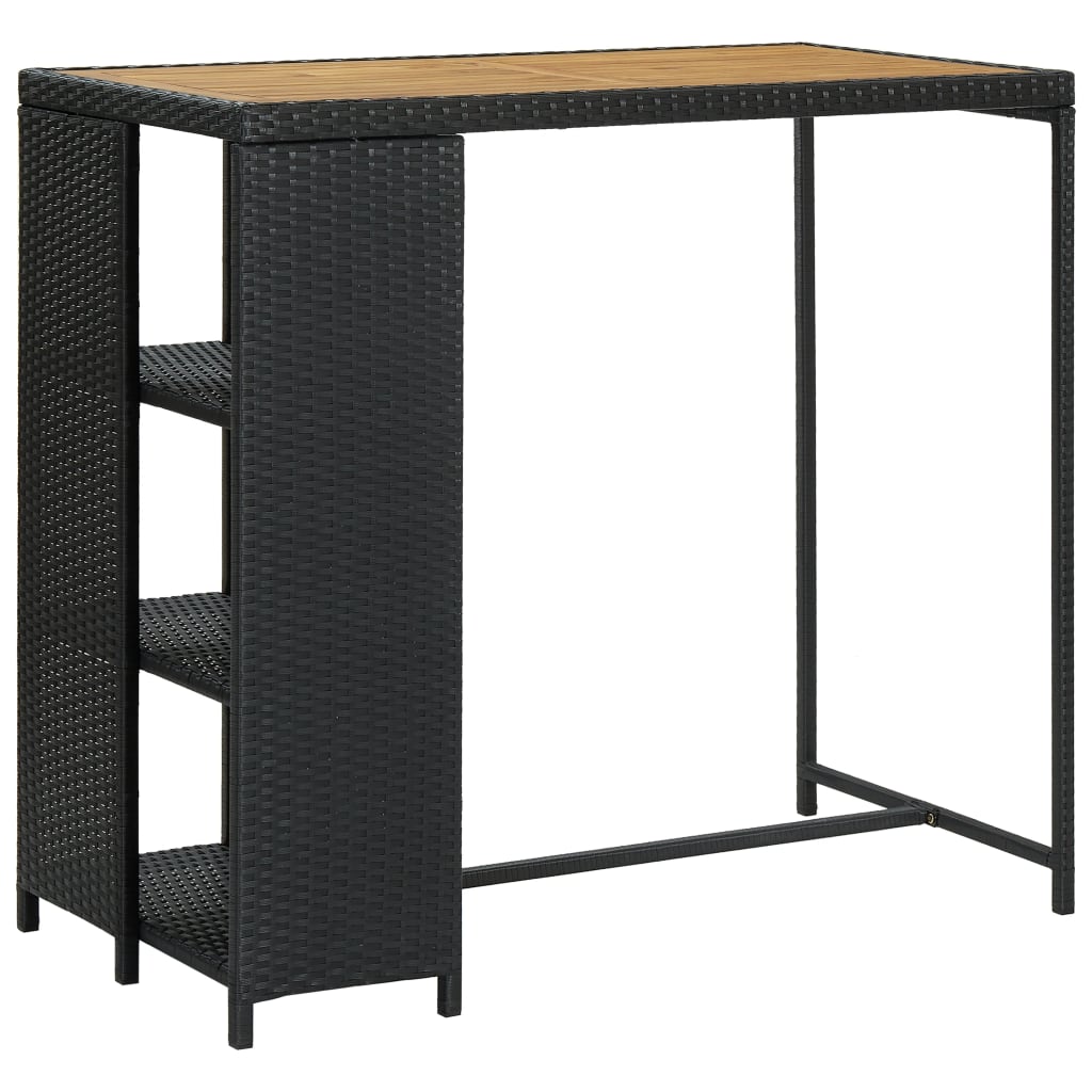 Barový stolek s úložným regálem černý 120x60x110 cm polyratan