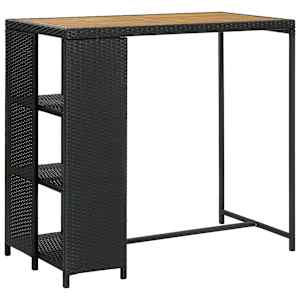 vidaXL baarilaud hoiuriiuliga, must, 120x60x110 cm, pol&uuml;rotang