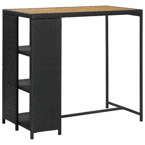 vidaXL baarilaud hoiuriiuliga, must, 120x60x110 cm, pol&uuml;rotang