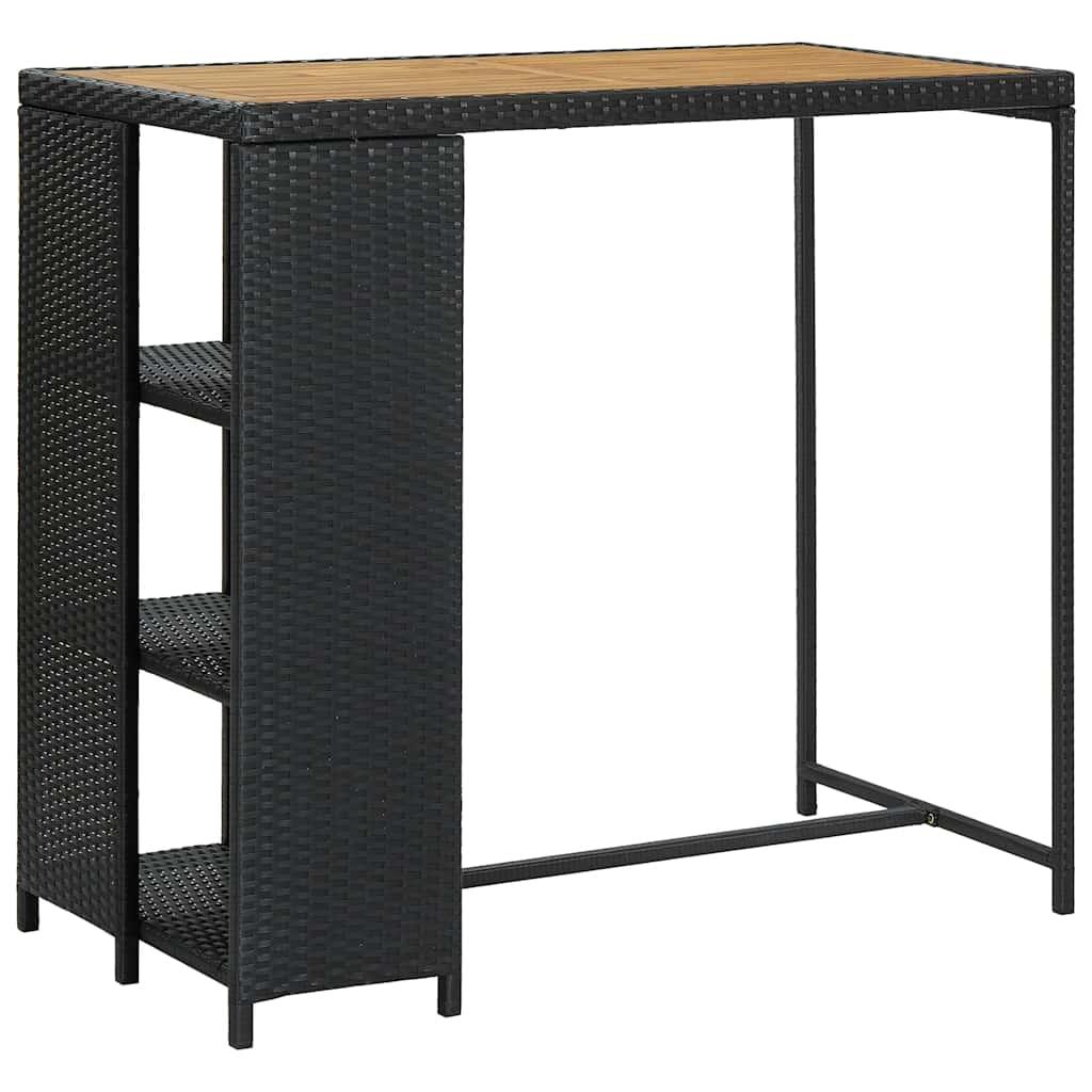 Barbord Med Opbevaringsstativ 120x60x110 Cm Polyrattan - Sort og brun