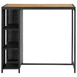 Barový stolek s úložným regálem černý 120x60x110 cm polyratan - obrázek 2