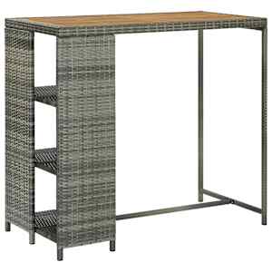 vidaXL baarilaud hoiuriiuliga, hall, 120x60x110 cm, pol&uuml;rotang