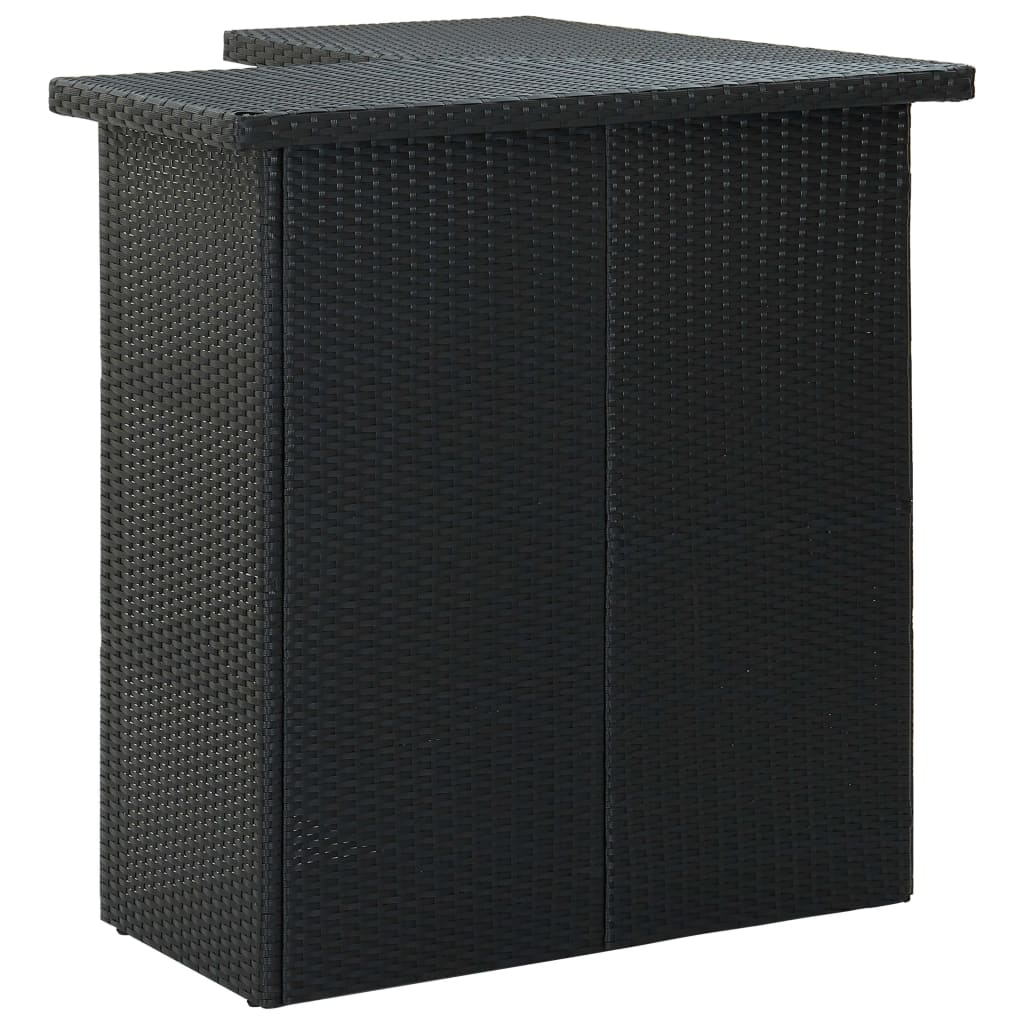  Rohový barový stolík čierny 100x50x105 cm polyratanový