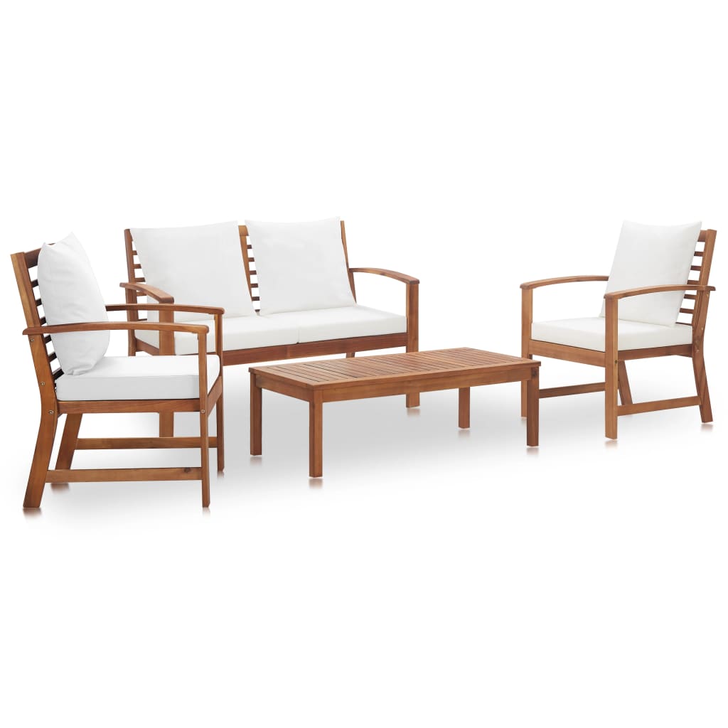 

vidaXL 4 Piece Patio Lounge Set with Cushions Solid Acacia Wood