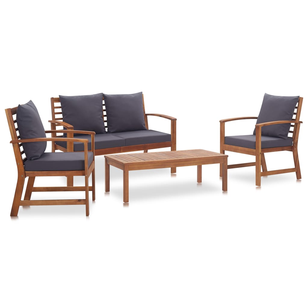 

vidaXL 4 Piece Patio Lounge Set with Cushions Solid Acacia Wood