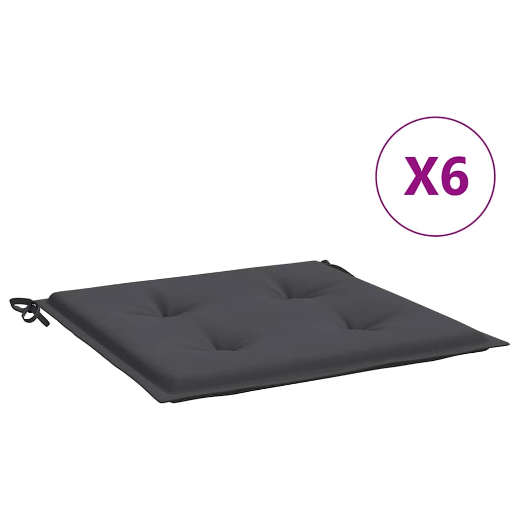 Coussins de chaise de jardin 6 pcs anthracite 40x40x3 cm