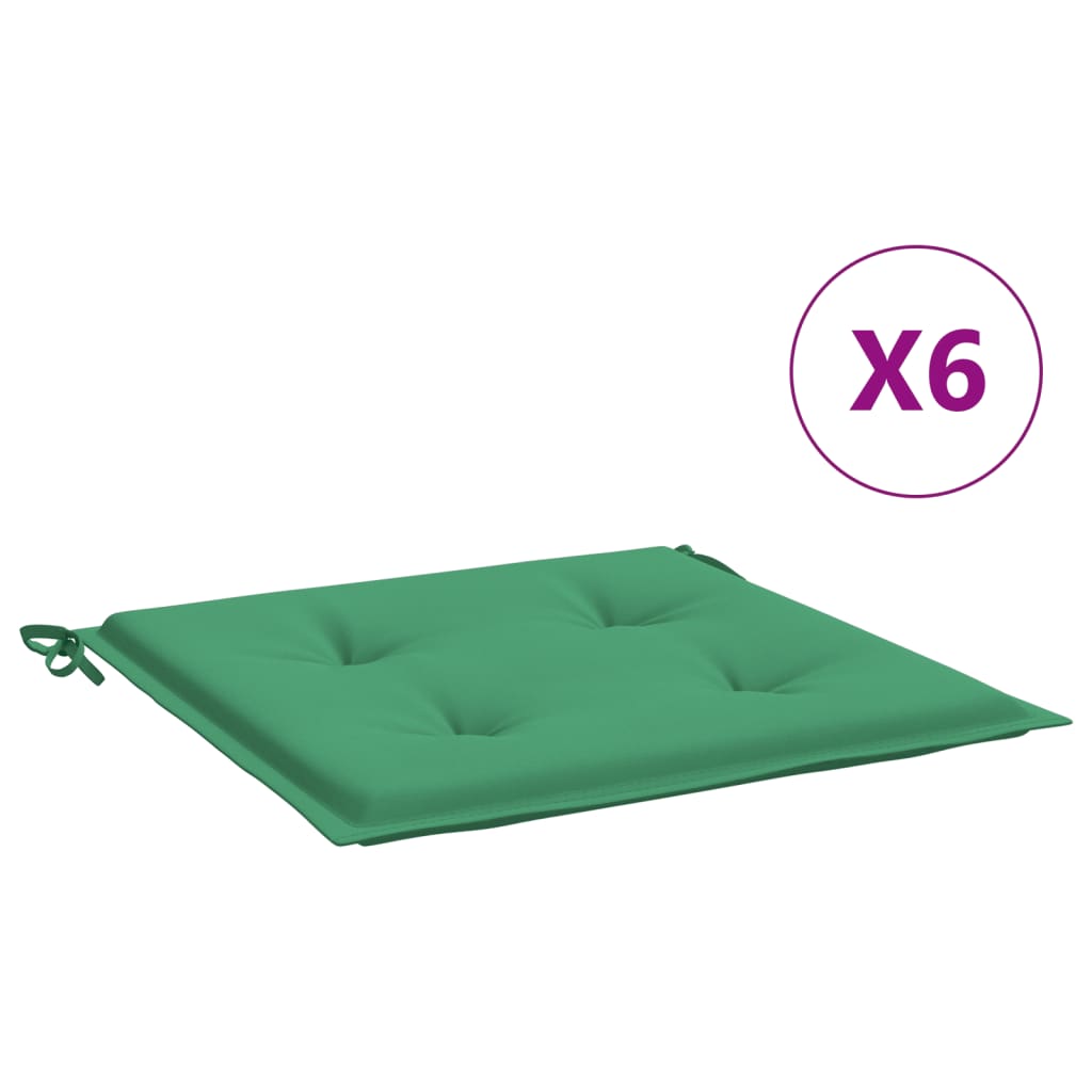 vidaXL Coussins de chaise de jardin 6 pcs Vert 40x40x3 cm Tissu