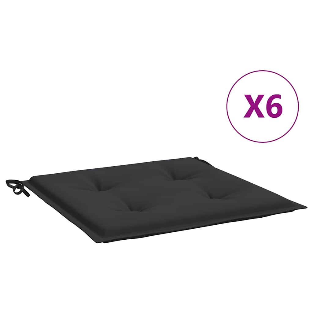 vidaXL Tuinstoelkussens 6 st 40x40x3 cm oxford stof zwart