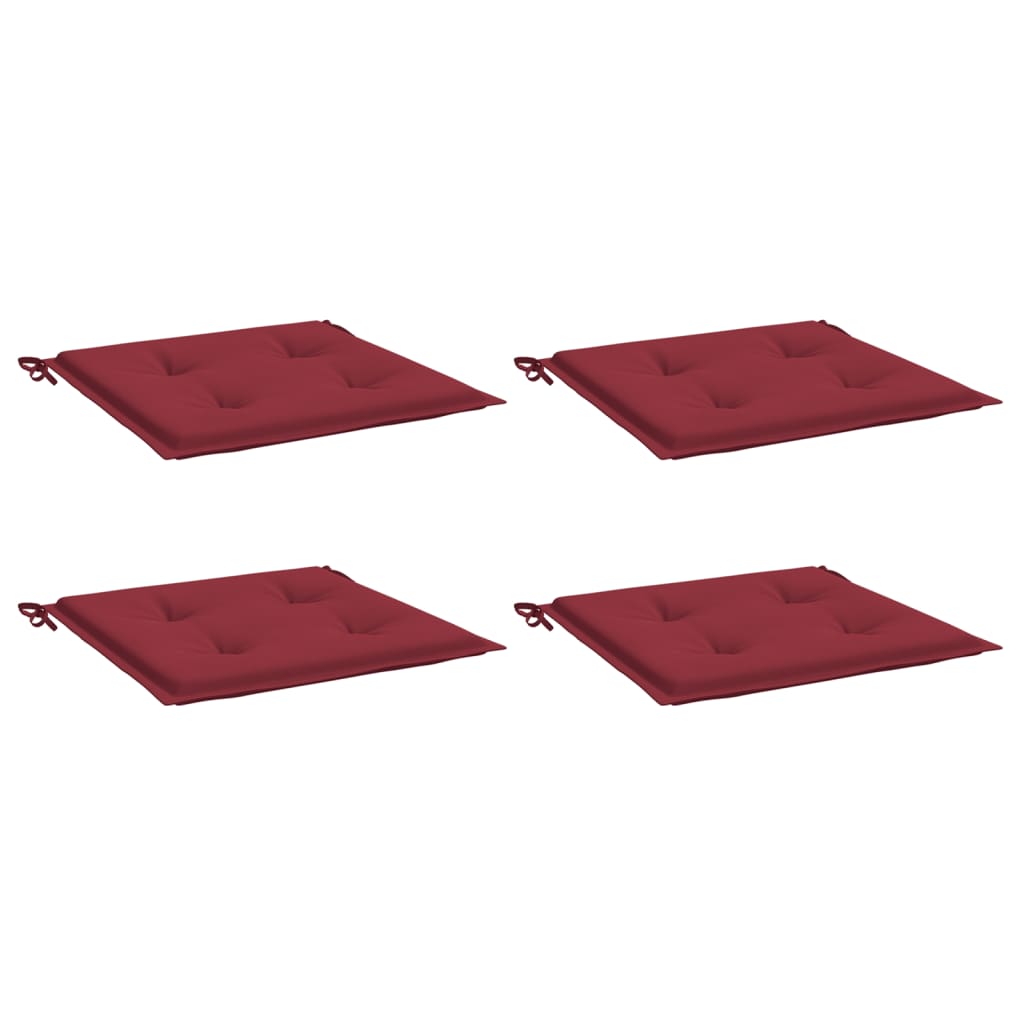 vidaXL Coussins de chaise de jardin 4 pcs rouge bordeaux 40x40x3 cm