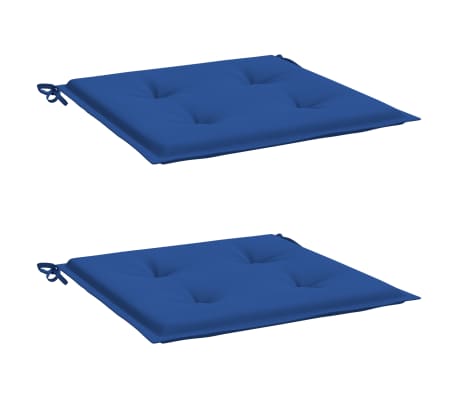 vidaXL Coussins de chaise de jardin 2 pcs bleu royal 40x40x3 cm