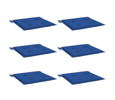 vidaXL Coussins de chaise de jardin 6 pcs bleu royal 40x40x3 cm