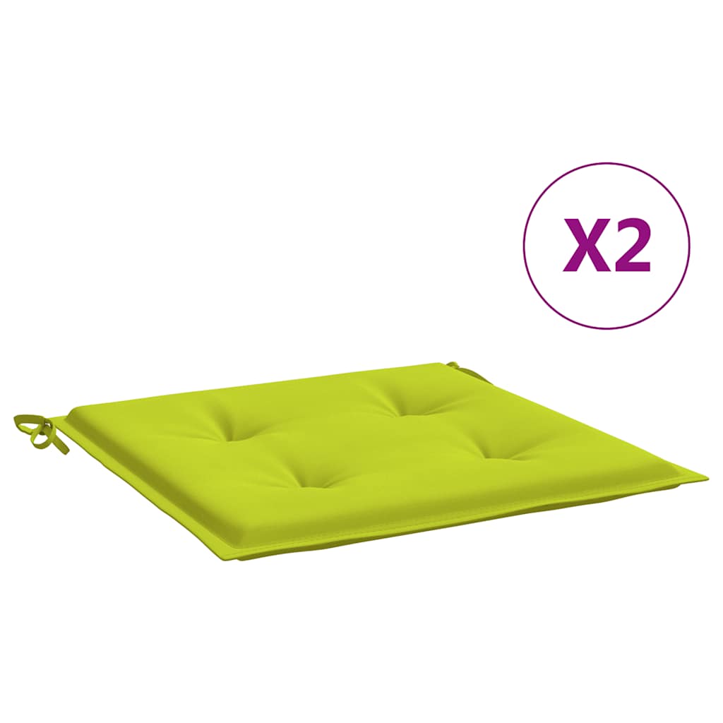 VidaXL Coussins De Chaise De Jardin 2 Pcs Vert Vif 40x40x3 Cm