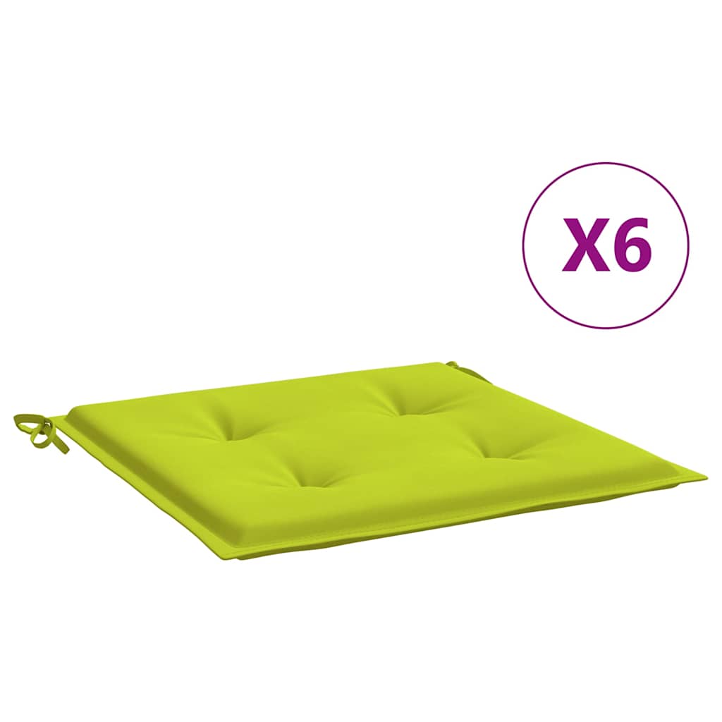 vidaXL Podušky na zahradní židli 6 ks jasně zelené 40x40x4 cm oxford