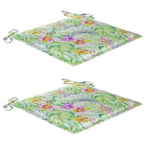 vidaXL Sodo kėdės pagalvėlės, 2vnt., 40x40x3cm, audinys, su lapais