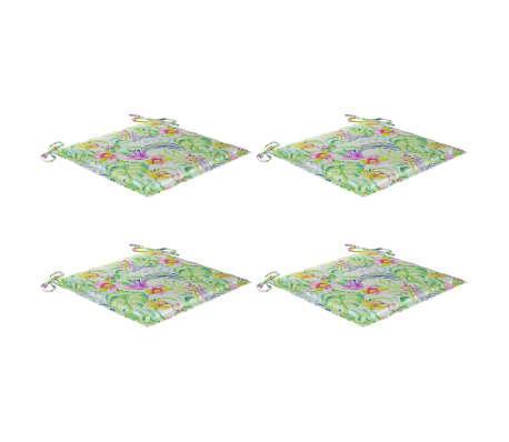 vidaXL Coussins de chaise de jardin 4 pcs motif de feuilles 40x40x3 cm