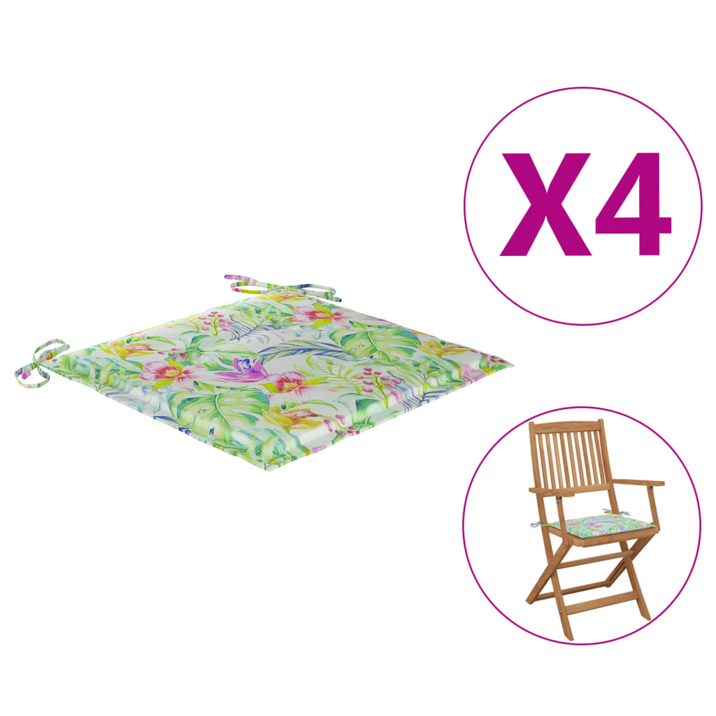 Perne de scaun, model frunze, 4 buc., 40x40x3 cm, textil Oxford