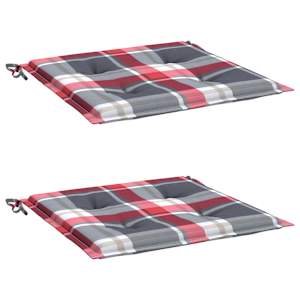vidaXL Gartenstuhl-Kissen 2Stk. Rot Karomuster 40x40x4cm Oxford-Gewebe