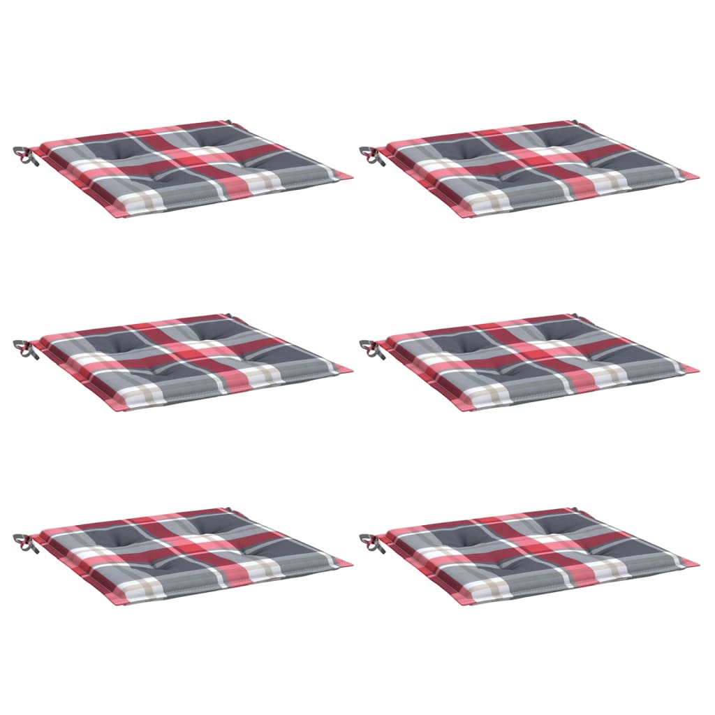 

vidaXL Tuinstoelkussens 6 st ruitpatroon 40x40x3 cm stof rood