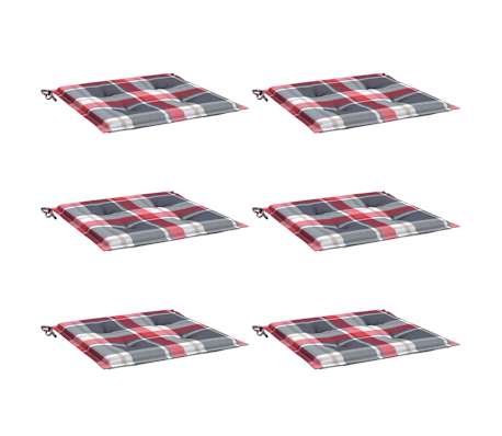 vidaXL Coussins de chaise de jardin lot de 6 carreaux rouges 40x40x3cm