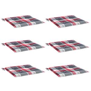 vidaXL Coussins de chaise de jardin lot de 6 carreaux rouges 40x40x3cm
