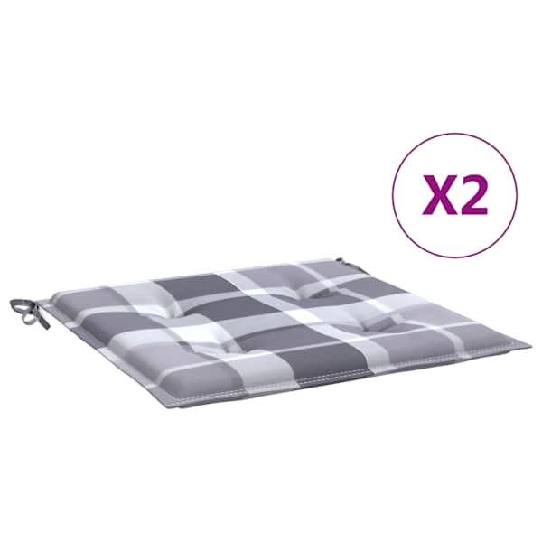 vidaXL aiatooli istmepadjad 2 tk, hall ruudumuster 40x40x4 cm kangas