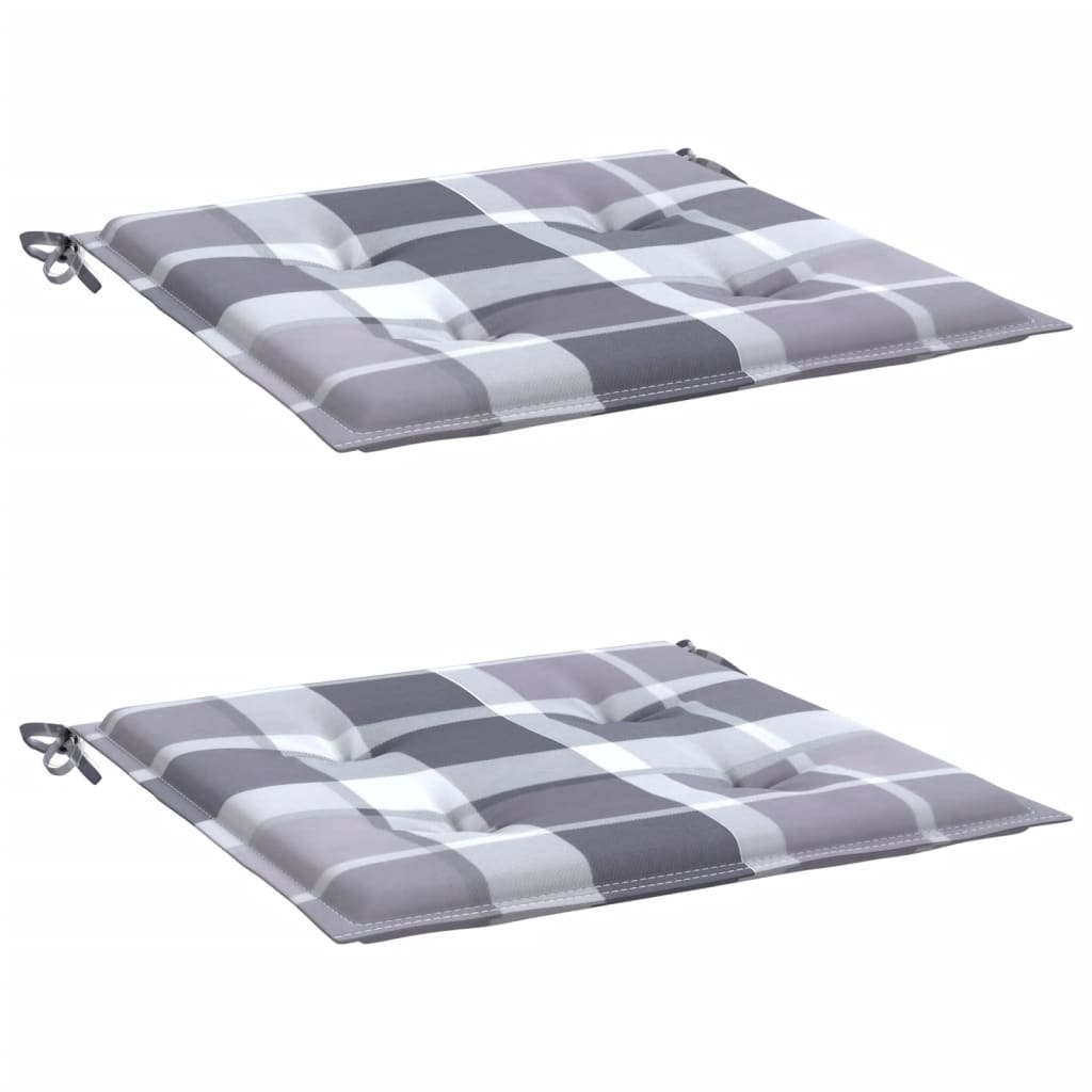 vidaXL Tuinstoelkussens 2 st 40x40x3 cm oxford stof ruitpatroon grijs afbeelding