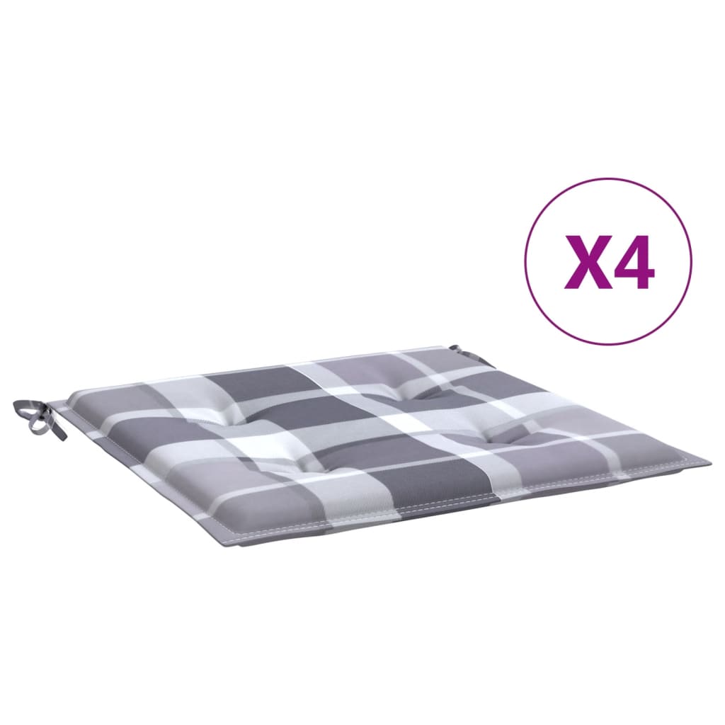 vidaXL Podušky na zahradní židli 4 ks šedé kárované 40x40x3 cm oxford