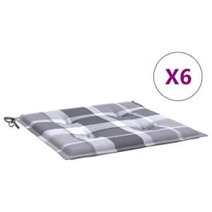 vidaXL aiatooli istmepadjad 6 tk, hall ruudumuster 40x40x3 cm kangas