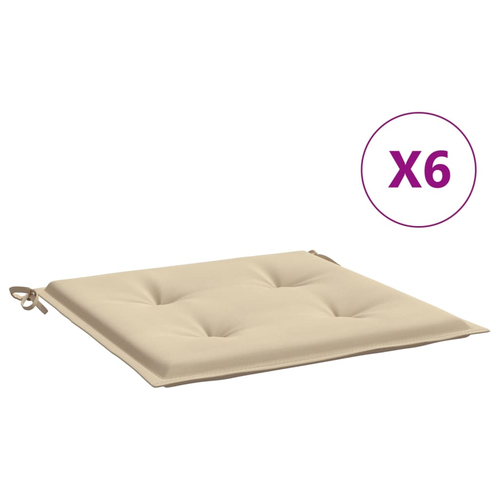 vidaXL Coussins de chaise de jardin 6 pcs Beige 50x50x3 cm Tissu