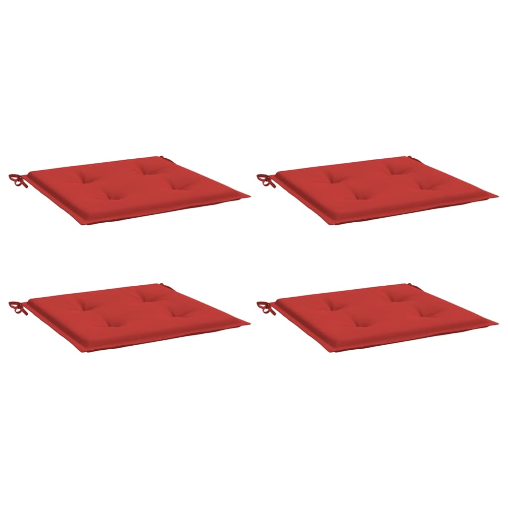 vidaXL Garden Chair Cushions 4 pcs Red 19.7"x19.7"x1.2" Fabric