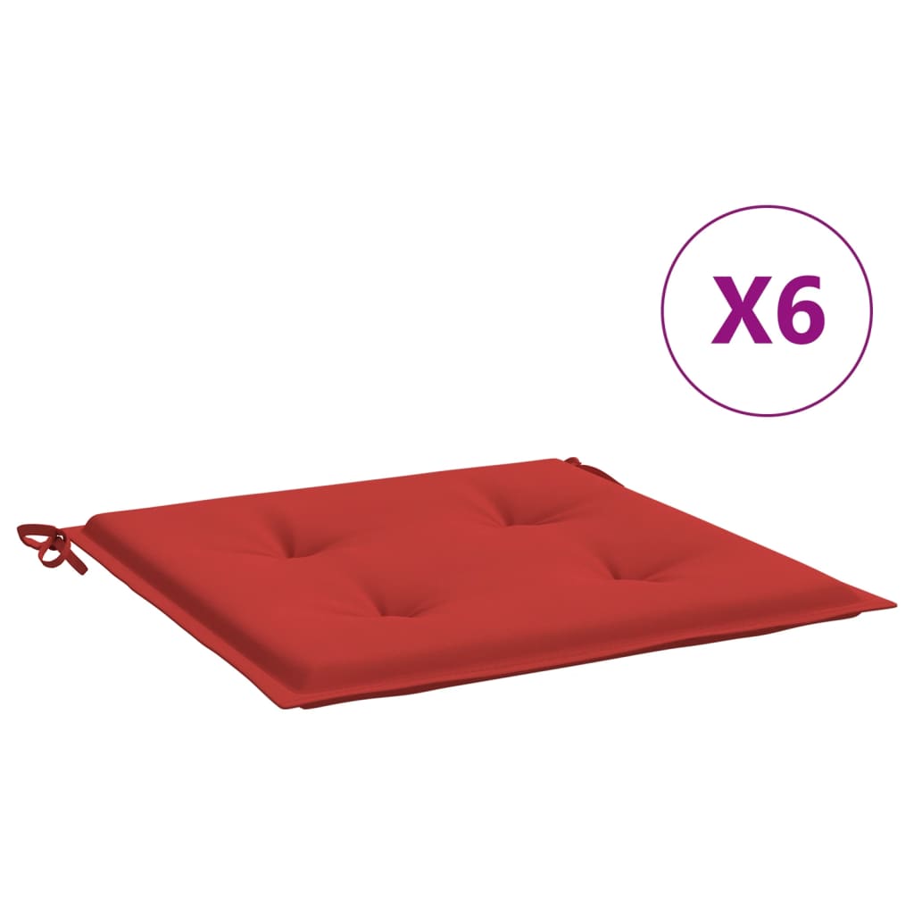 vidaXL Perne scaun de grădină, 6 buc., roșu, 50x50x3 cm, textil