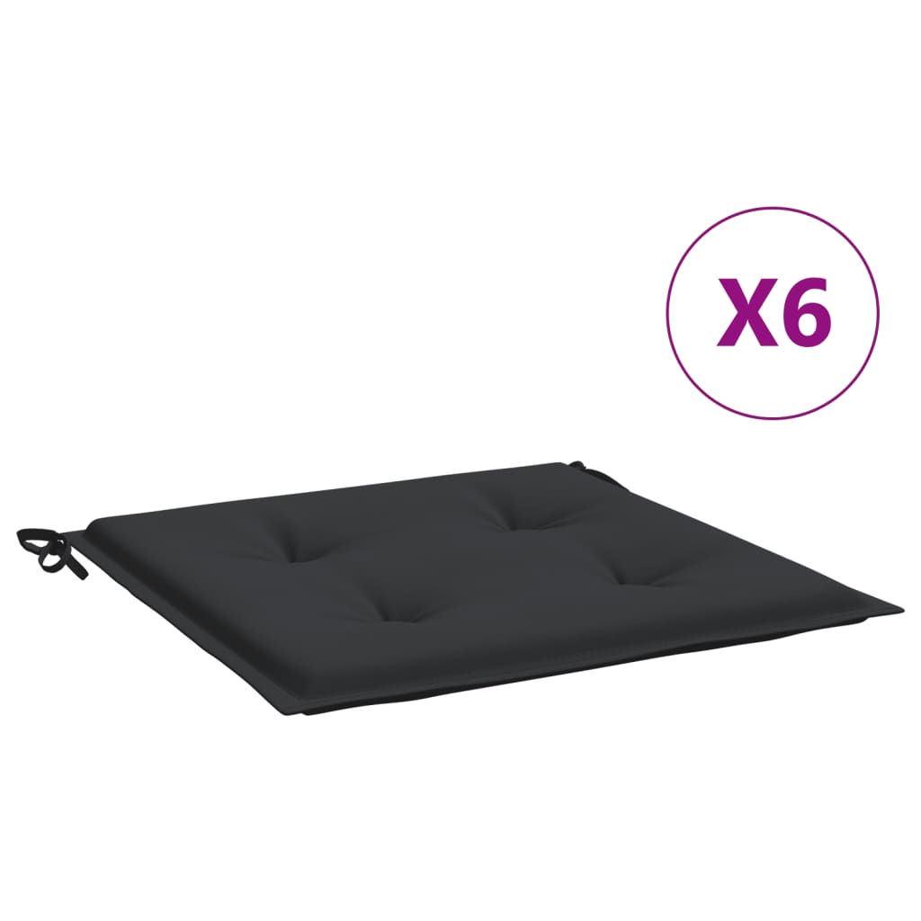 vidaXL Podušky na zahradní židli 6 ks černé 50x50x3 cm látka oxford