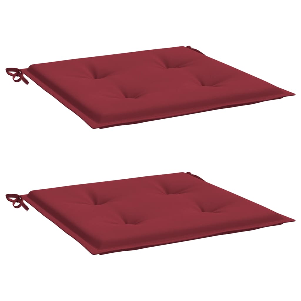 vidaXL Coussins de chaise de jardin 2 pcs rouge bordeaux 50x50x3 cm