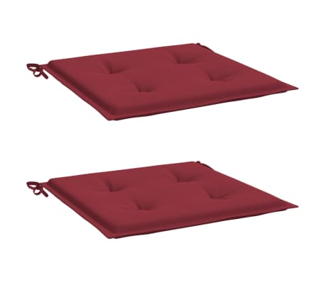 vidaXL Coussins de chaise de jardin 2 pcs rouge bordeaux 50x50x3 cm