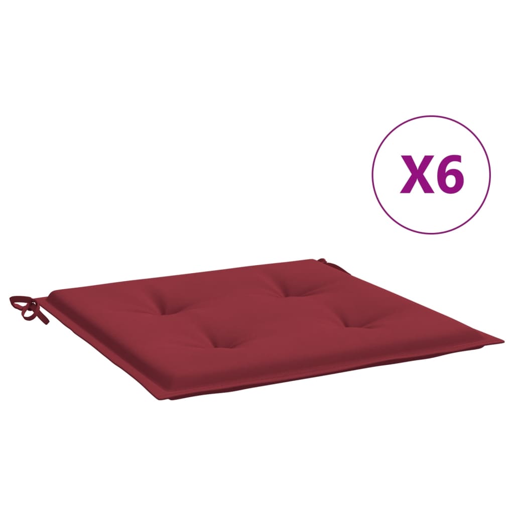 vidaXL Perne scaun de grădină, 6 buc., roșu vin, 50x50x3 cm, textil