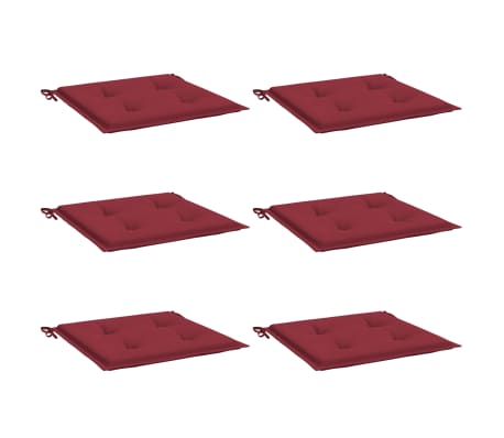 vidaXL Coussins de chaise de jardin lot de 6 rouge bordeaux 50x50x4 cm