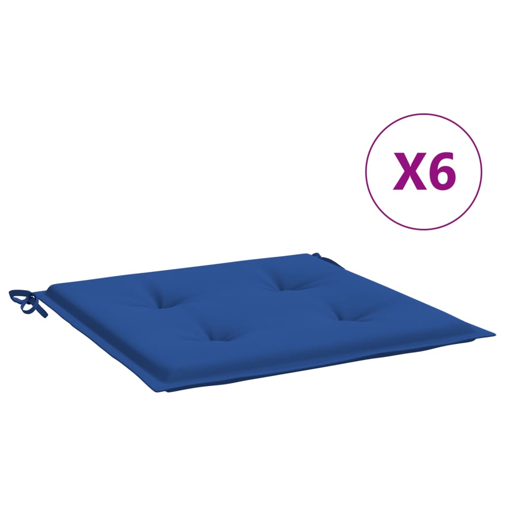 vidaXL Podušky na zahradní židli 6 ks královsky modré 50x50x3cm oxford
