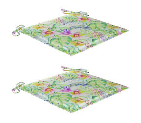 vidaXL Sodo kėdės pagalvėlės, 2vnt., 50x50x3cm, audinys, su lapais