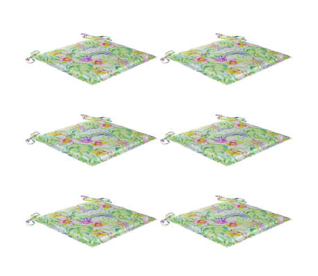 vidaXL Coussins de chaise de jardin 6 pcs motif de feuilles 50x50x3 cm