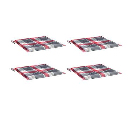 vidaXL Coussins de chaise de jardin lot de 4 carreaux rouges 50x50x3cm